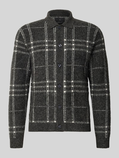 Produktfoto, Slim Fit gebreid jack met wol, materiaalmix, platte kraag, Tricotlook, knoopsluiting, Model 'Simon' van JACK & JONES Premium