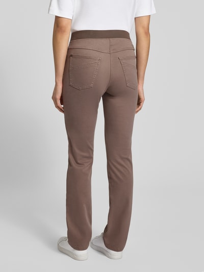 Raphaela By Brax Flared fit stoffen broek van lyocellmix, model 'Pamina' Taupe - 5