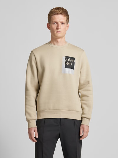 CK Calvin Klein Sweatshirt mit Label-Print Modell 'OVERLAY BOX' Hellgruen 4