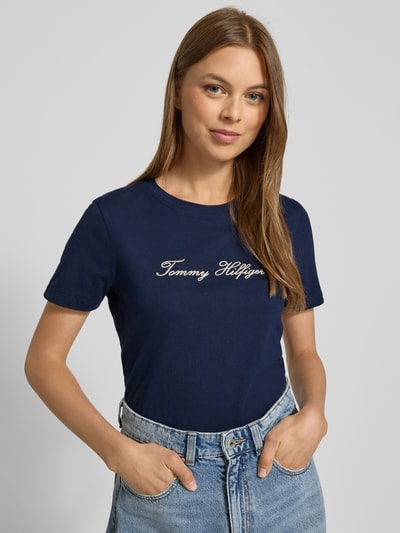 Tommy Hilfiger T-shirt o kroju regular fit z czystej bawełny Granatowy 3