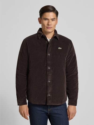 Lacoste Oversized overhemdjack in ribcordlook Donkerbruin - 4
