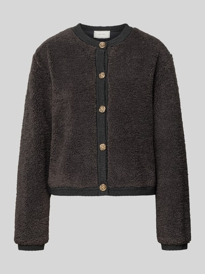 Neo Noir Teddyjacke mit Knopfleiste Mittelgrau 2
