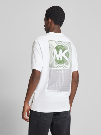 Michael Kors T-Shirt mit Label-Print Modell 'MK BEACON' Weiss 5