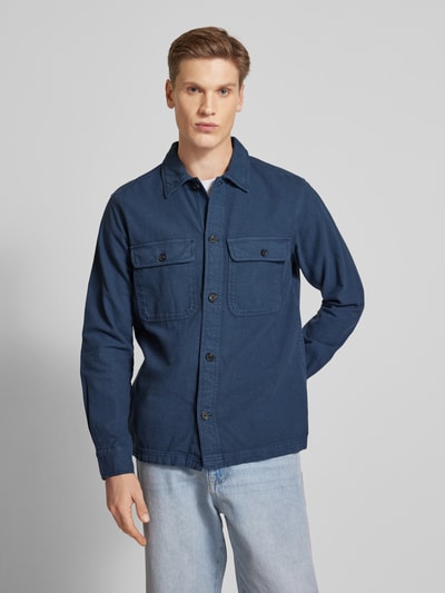 Only & Sons Regular Fit Freizeithemd mit New-Kent-Kragen Modell 'OLIVER' Dunkelblau 4