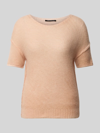 Produktfoto, sweter z dzianiny 'Strickpullover mit Alpaka-Anteil' od Luisa Cerano, mieszanka materiałów z alpaką, prosty krój, okrągły dekolt, ozdobne szwy, krótki rękaw, prążkowany pas, długość tyłu w rozmiarze 36: 48 cm, beżowy odcień, miękka tekstura