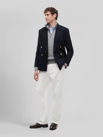 Tommy Hilfiger Regular Fit Troyer aus reiner Baumwolle mit Logo-Stitching Hellgrau 1