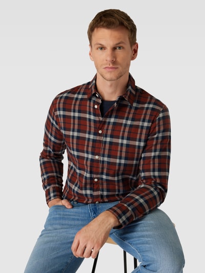 SELECTED HOMME Slim Fit Flanellhemd mit Tartan-Karo Rostrot 3