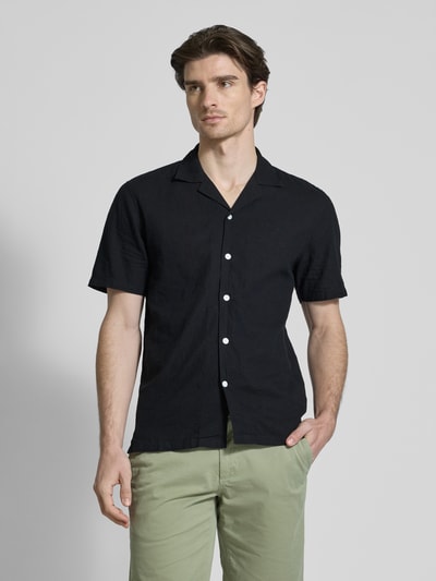 Lindbergh Relaxed fit linnen overhemd met 1/2-mouwen Zwart - 4