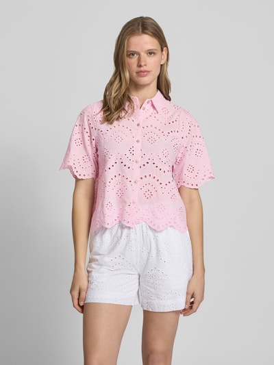 ONLY Loose Fit Bluse mit Lochstickerei Modell 'VALAIS' Rosa 4