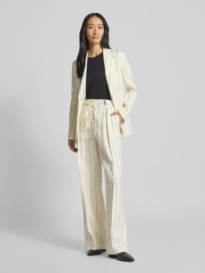 BOSS Wide Leg Leinenhose mit Bindegürtel Modell 'Tiana' Offwhite 1