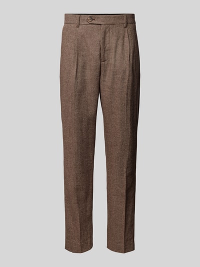 SELECTED HOMME Broek met bandplooien, model 'ALBERTO' Middenbruin - 2