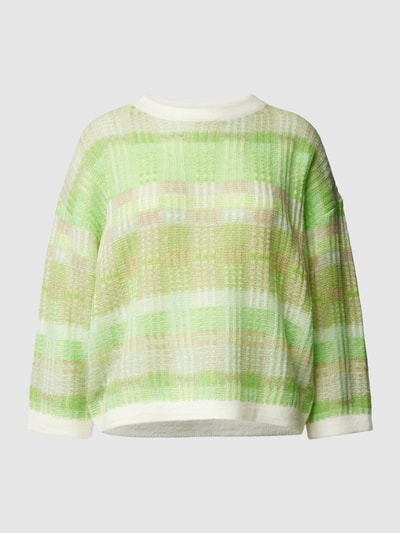 OPUS Sweter z dzianiny ze wzorem na całej powierzchni ‘Polira’ Jasnozielony 2