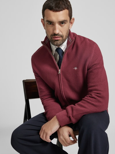 Gant Cardigan met structuurmotief Bordeaux - 3