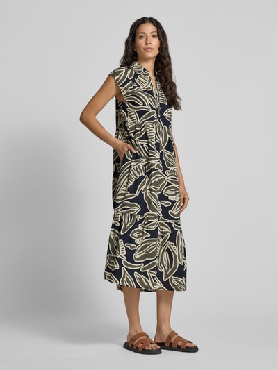 OPUS Sukienka midi z dekoltem w serek model ‘Werisa’ Petrol 1