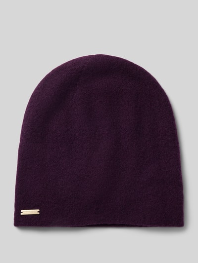 Seeberger Doppelt gestrickte Beanie aus reinem Kaschmir Aubergine 1
