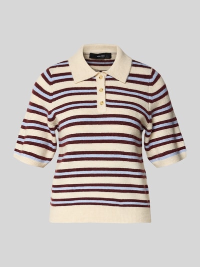 VERO MODA sweter z dzianiny w kroju regular fit z dodatkiem wełny model 'CANNA' Bordowy 2