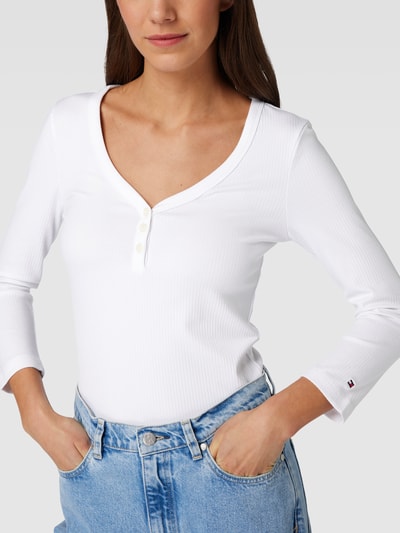 Tommy Hilfiger Longsleeve in Ripp-Optik Weiß 3