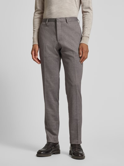 Roy Robson Regular fit pantalon met paspelzakken aan de achterkant, model 'Jersey' Middenbruin - 4