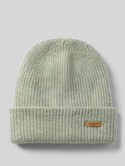 Produktfoto, Beanie mit Label-Patch Modell 'Witzia Beanie' von Barts, Damen Mütze, pastellgrün, gerippte Oberfläche, rechteckiger Patch.