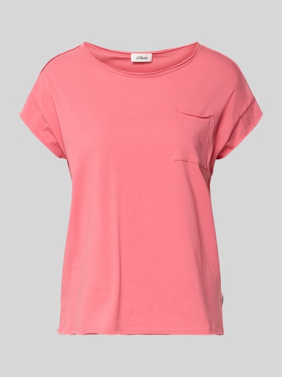 Produktfoto, Regular Fit T-Shirt aus reiner Baumwolle von s.Oliver RED LABEL, damski t-shirt, efekt: jednolity kolor, dżersej, krój regular fit, dekolt w łódkę, krótki rękaw, wykończenie materiału: dżersej, bawełna