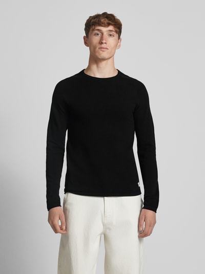 Jack & Jones Sweter z dzianiny z naszywką z logo model ‘HILL’ Czarny 4