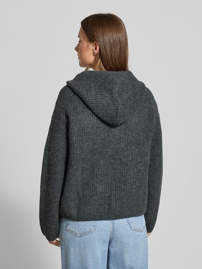 Jake*s Casual Kurtka z dzianiny z zamkiem błyskawicznym dwustronnym i kapturem Ciemnoszary melanż 5