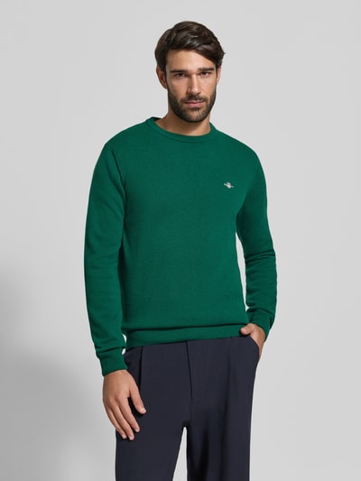 GANT sweter z czystej wełny o kroju regular fit Butelkowy zielony 4