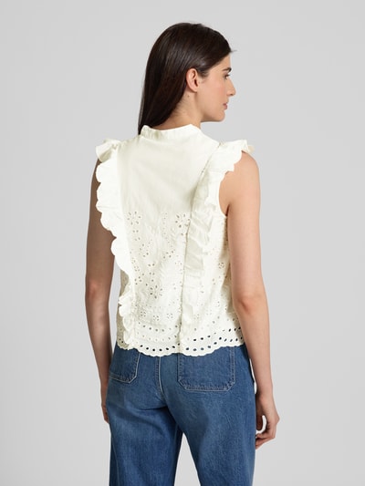 YAS Blusentop mit Lochstickerei Modell 'LUMA' Weiss 5
