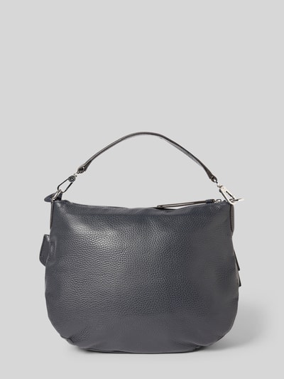 Produktfoto, Handtasche aus Leder Modell 'JUNA' von Abro mit Struktur, Hauptfach mit Reißverschluss, Tragehenkel, Schulterriemen, dunkelblau, Breite 35 cm, Länge 30 cm, Tiefe 10 cm, Riemenlänge 90 cm.