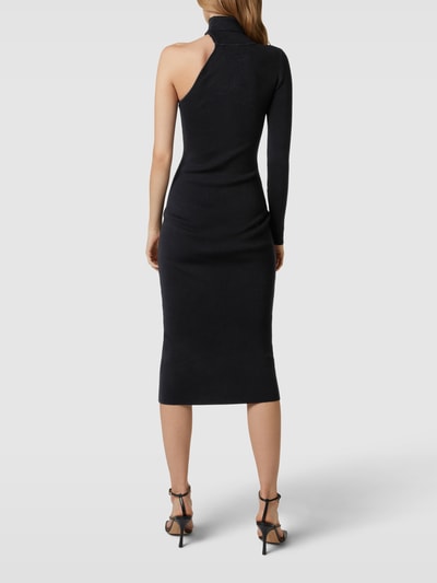 Bardot Jurk met one shoulder-bandjes, model 'ASYMMETRIC' Zwart - 5