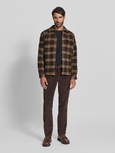 Tommy Hilfiger Spodnie sztruksowe z prostą nogawką z mieszanki bawełny model ‘DENTON’ Ciemnobrązowy 1