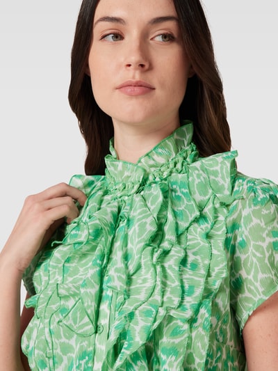 Saint Tropez Blouse met volants, model 'Lilja' Groen - 3