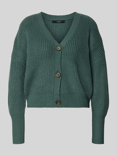 VERO MODA Regular fit gebreid jack met sierknopen, model 'LEA' Donkergroen - 2