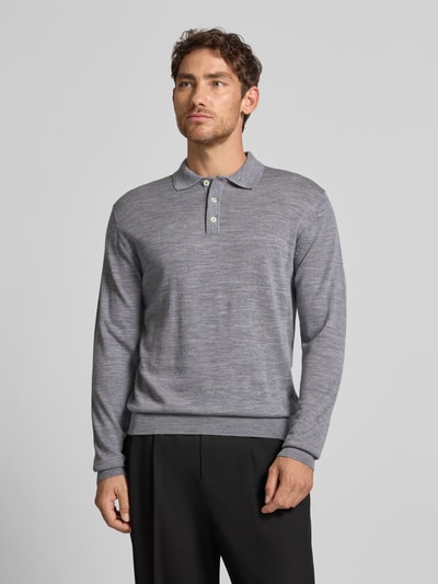 Manuel Ritz Regular fit poloshirt van scheerwol Lichtgrijs - 4