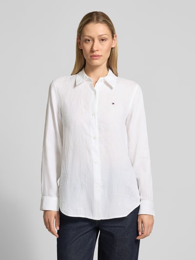 Tommy Hilfiger relaxed fit blouse met lange mouwen van puur linnen Wit - 4