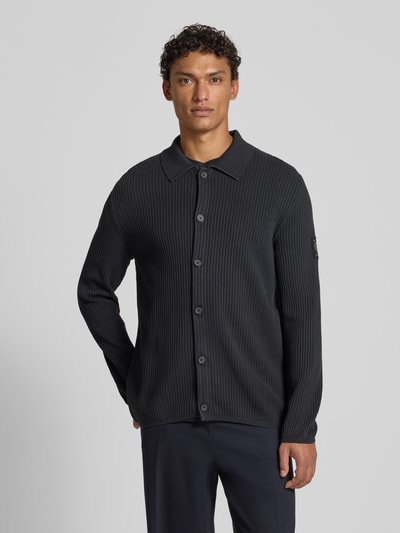 Marc O'Polo Regular fit gebreid jack van puur katoen - Marc O'Polo × DFB Travel Collection Donkerblauw - 4