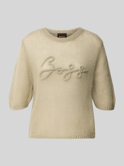 Produktfoto, cremefarbener Regular Fit Pullover aus Schurwoll-Modal-Mix Modell 'C_Farezza' von BOSS für Damen, BOSS Orange.