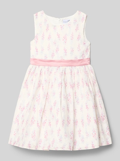 Productfoto, Regular Fit Kleid met bloemrijke allover-print van Happy Girls, katoenmix, A-lijn, mouwloos, sierstrik, ronde hals, ritssluiting, ruglengte 65 cm bij maat 116.