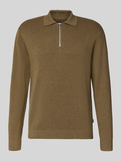 Jack & Jones Premium Strickpullover mit gerippten Abschlüssen Modell 'MILANO' Oliv 2