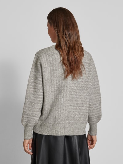 Vero Moda Comfort Fit Strickpullover mit zweifachem Streifenmuster Modell 'URANUS' Hellgrau 5