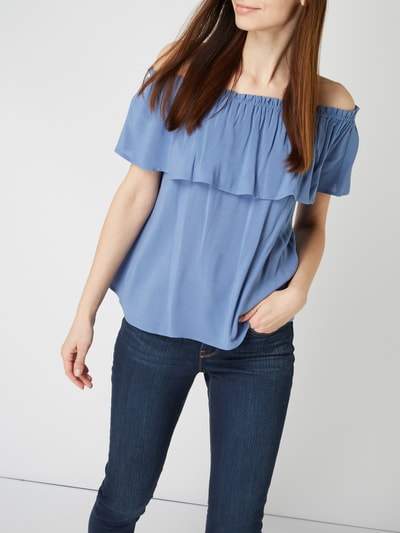 Jake*s Casual Off Shoulder Blusenshirt mit Volantbesatz Blau 3