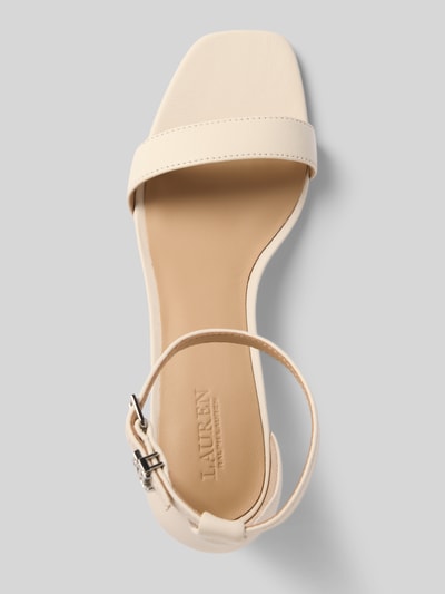 Lauren Ralph Lauren Sandaletten aus Leder mit Blockabsatz Modell 'LOGAN' Weiss 3