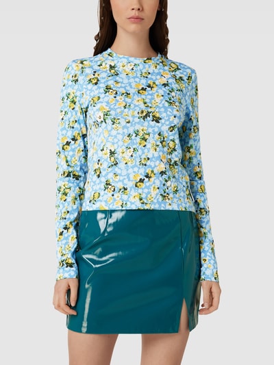 Marc O'Polo DENIM Longsleeve mit Allover-Muster Hellblau 4