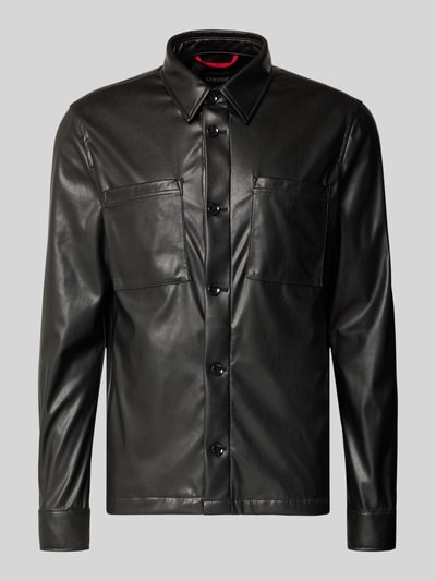 Produktfoto, Jacke in Leder-Optik Modell 'MESSI' van Cinque, Materiaalmix, regular fit, Kentkraag, knoopsluiting, borstzakken, zwart