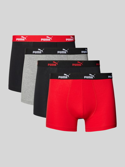 Puma Boxershorts mit elastischem Label-Bund Modell 'SOLID' im 4er-Pack Rot 1