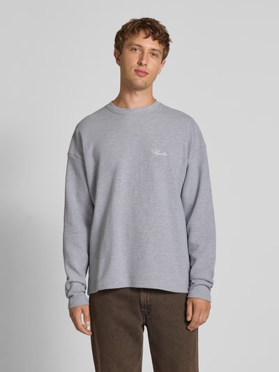 Pegador Longsleeve mit Logo-Stitching und Rundhalsausschnitt Hellgrau Melange 4