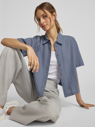 JAKE*S STUDIO WOMAN Korte blouse met kentkraag Jeansblauw - 3