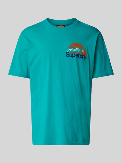 Superdry T-shirt z detalem z logo Petrol 2