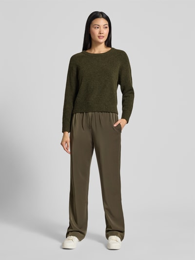 Samsøe Samsøe Strickpullover aus Woll-Mix mit Rundhalsausschnitt Oliv Melange 1
