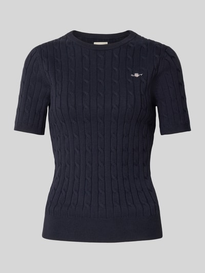 Gant Strickshirt mit Rundhalsausschnitt und Logo-Stitching Marine 2